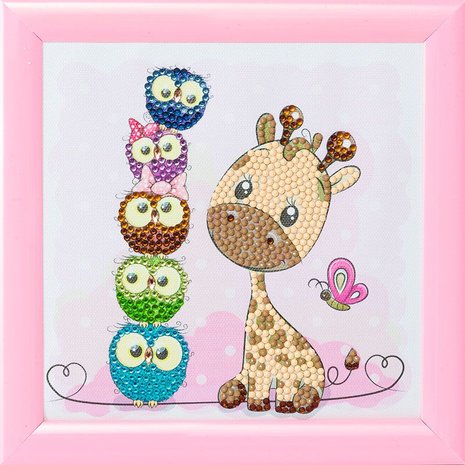 Crystal Art kit Kinder Frame Giraffe and Friends Partial 16 x 16 cm.