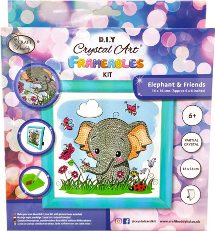 Crystal Art kit Kinder Frame Giraffe and Friends Partial 16 x 16 cm.