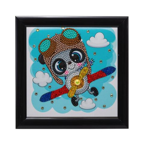 Crystal Art kit Kinder Frame Flying Panda Partial 16 x 16 cm.