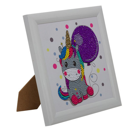 Crystal Art kit Kinder Frame Party Unicorn Partial 16 x 16 cm.