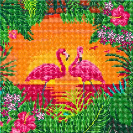 Crystal Art kit Fancy Flamingo (full) 30 x 30 cm