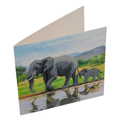 Crystal Card kit diamond painting Elephants 18x18cm