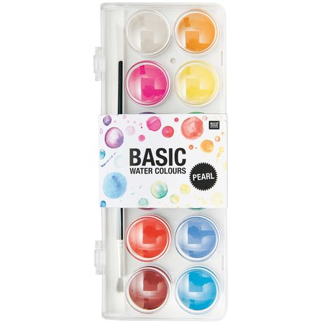 BASIC PEARL WATER COLOUR 12  KLEUREN PARELMOER 