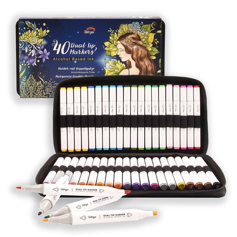 Colorya 40 Art Markers for Artists- Alcohol Markers with Dual-Tip