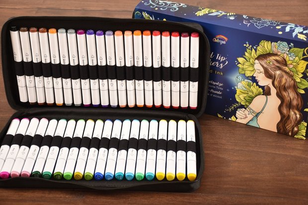 Colorya 40 Art Markers for Artists- Alcohol Markers with Dual-Tip