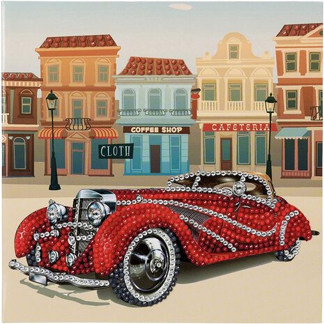 Crystal Card kit diamond painting Classic Car 18 x 18 cm (partial)