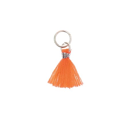 Kwastje voor sieraden of decoratie 11mm Neon Orange met zilverkleurig oog