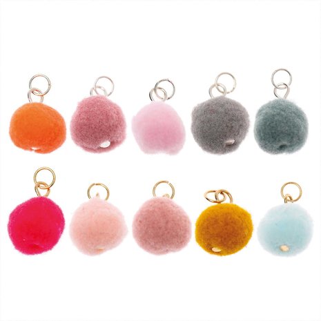 Pompon voor sieraden of decoratie 12mm Powder met goudkleurig oog