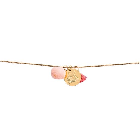 Pompon voor sieraden of decoratie 12mm Powder met goudkleurig oog