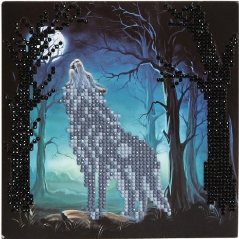 Crystal Card kit diamond painting Howling Wolf 18 x 18 cm (partial)