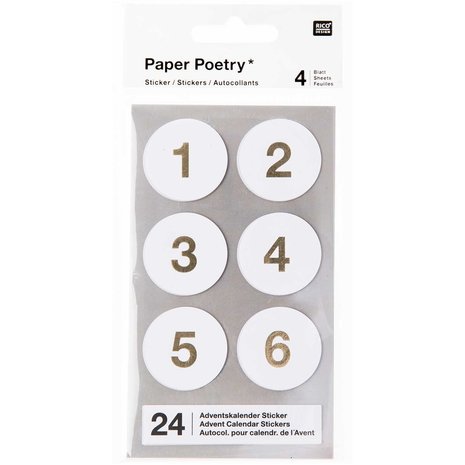 Paper Poetry Adventskalender stickers Wit 24st.