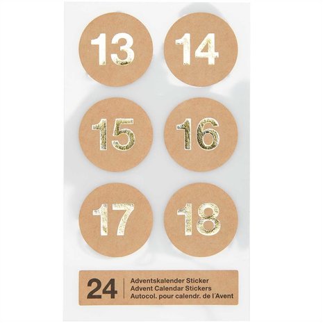 Paper Poetry Adventskalender stickers Kraft paper 24st.