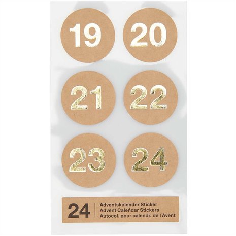 Paper Poetry Adventskalender stickers Kraft paper 24st.