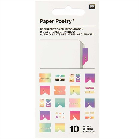 PAPER POETRY STICKERBOOK INDEX TABS PASTEL 10 VELLEN