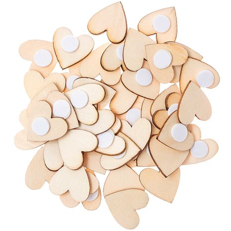 Ohhh! Lovely! houten sticker hart 48 stuks. naturel