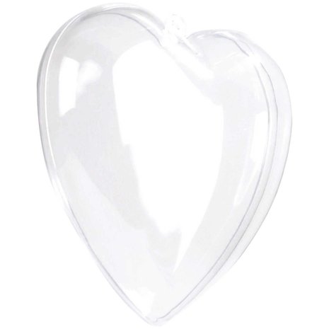Kunststof transparant hart 10 cm.