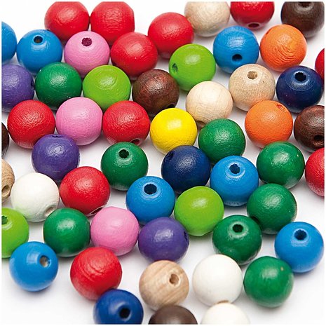 Houten kralen mix multi-colour 10mm 60 stuks