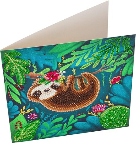 Crystal Card kit diamond painting Sloth Luiaard 18 x 18 cm