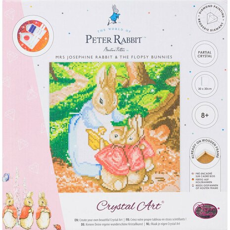 Crystal Art kit ® Mrs Josephine & the Flopsy Bunnies Peter Rabbit 30 x 30 cm diamond painting