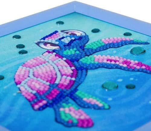 Crystal Art kit Kinder Frame Sea Turtle Partial 16 x 16 cm.