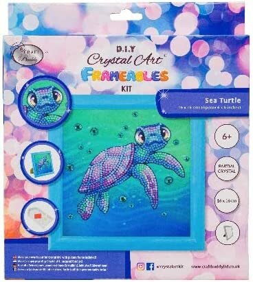 Crystal Art kit Kinder Frame Sea Turtle Partial 16 x 16 cm.