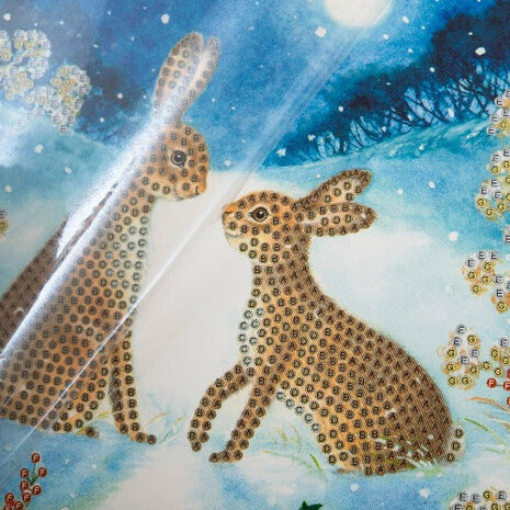 Christmas Crystal Card kit diamond painting Bunnies 18 x 18 cm