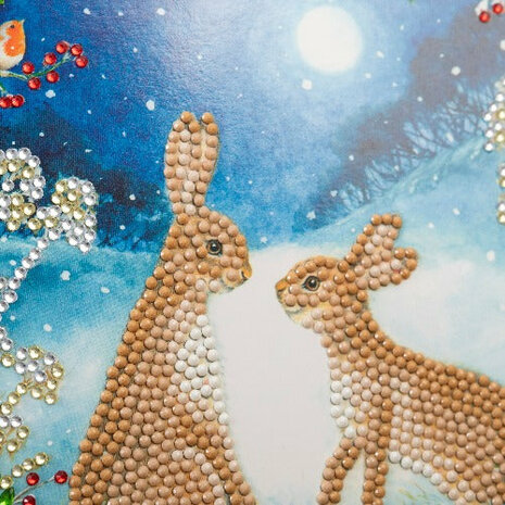 Christmas Crystal Card kit diamond painting Bunnies 18 x 18 cm