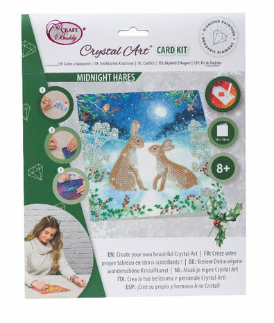 Christmas Crystal Card kit diamond painting Bunnies 18 x 18 cm