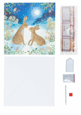 Christmas Crystal Card kit diamond painting Bunnies 18 x 18 cm