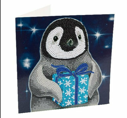 Christmas Crystal Card kit diamond painting Penguin 18 x 18 cm