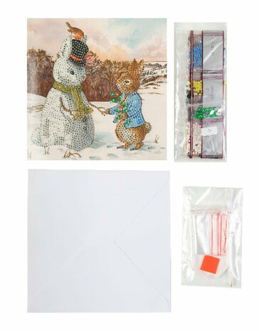 Crystal Card kit ®  Peter & Snowman (partial) 18 x 18 cm.