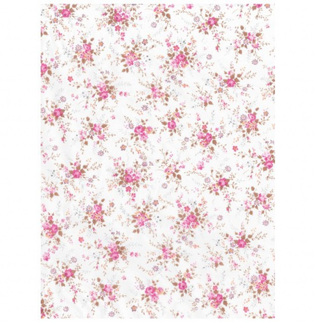 Decopatch papier wit/roze romantische bloemenprint 