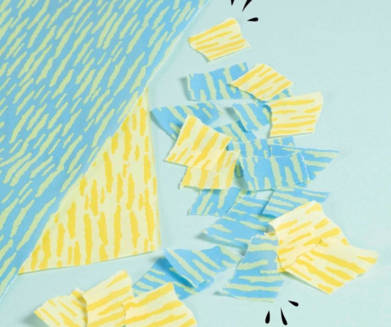Decopatch papier lichtgeel met gele golfjes