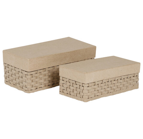 Set van 2 rechthoekige gevlochten dozen 