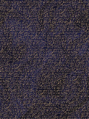 Texture Decopatch papier geschreven tekst nachtblauw hotfoil