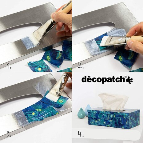 Decopatch papier Pauwenveren in wildverband blauw