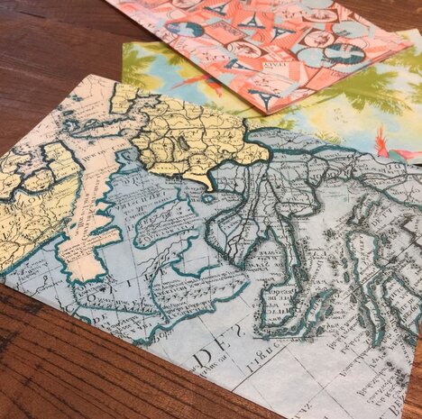 Decopatch papier Landkaart blauw
