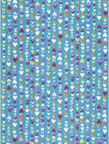 Decopatch papier blauw slinger van hartjes