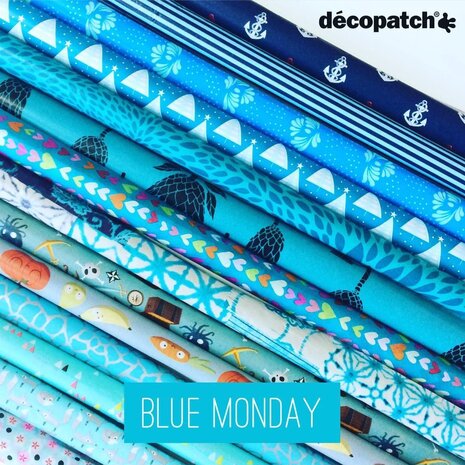 Decopatch papier blauw slinger van hartjes