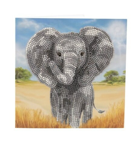 Crystal Card kit diamond painting Baby Olifant - Martha Bowyer 18 x 18 cm