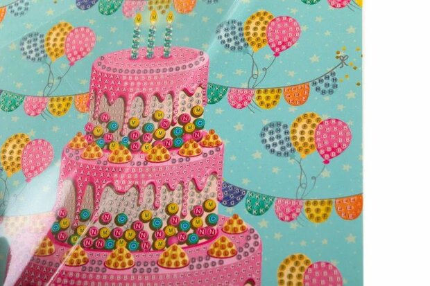 Crystal Card kit diamond painting Happy Birthday Cake 18 x 18 cm