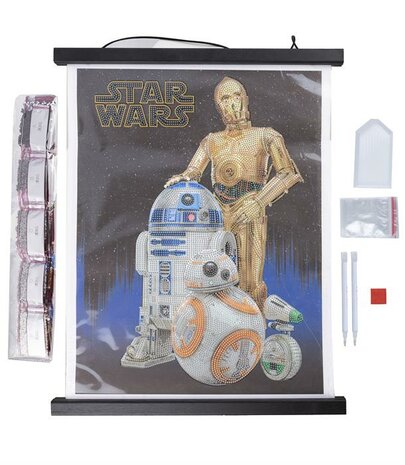 Crystal Art kit ® Star Wars DROIDS SCROLL KIT diamond painting (partial) 35 x 45 cm.