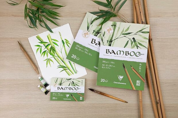 BAMBOO aquarelpapier blok 20 vel A4 250gr/m2 - Wit 