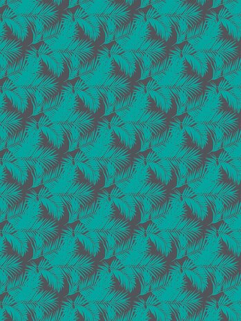 Decoptach papier Palmbladeren groenblauw