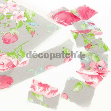 Decopatch papier Grijs met rozen