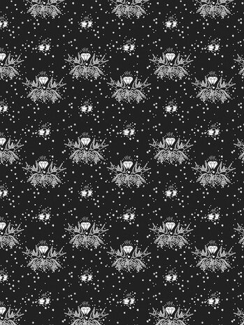 Decopatch papier Zwart patroon diamant met 2 duiven en sterren OP=OP
