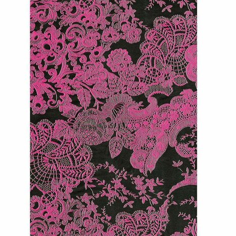 Decopatch papier roze/zwart barok 