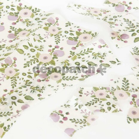 Decoptach papier bloemenprint in pastelkleuren