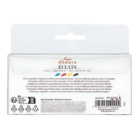 Set aquarel inkt  Jaques Herbin 4 x 15 ml