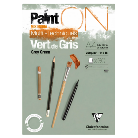 PaintON Blok 30 blad grijsgroen A4 250g